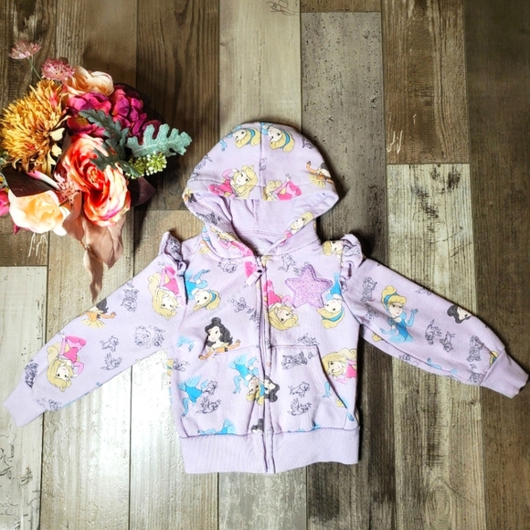 Disney Princess Size 4T Toddler Girl Purple Princess Hooded Zip-up Jacket - Picture 1 of 16
